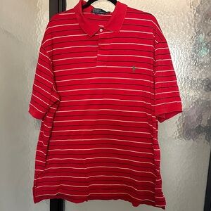 Ralph Lauren Red and White Striped Polo Shirt
